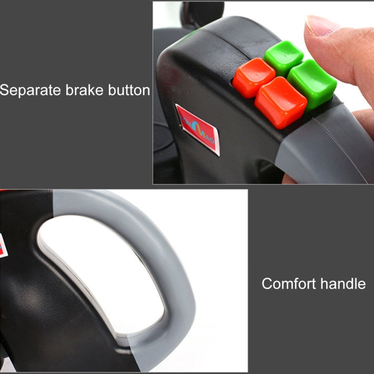 Retractable pet leash handle with comfort grip and colored brake buttons