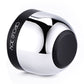 Mini champagne stopper, silver chrome body with black end cap and curved rim