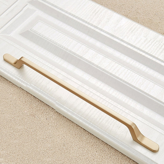 Gold zinc alloy drawer and cabinet door handle with curved bar pull and mounting holes