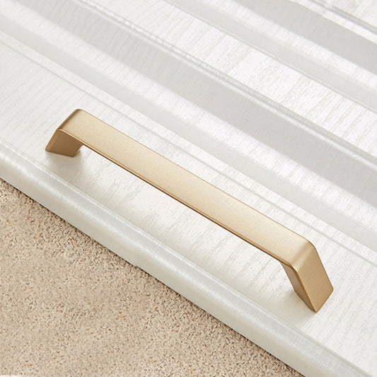 Gold zinc alloy cabinet drawer handle with long bar and curved end grip