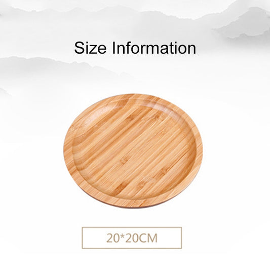 Small round bamboo tea tray, smooth surface with natural wood grain pattern