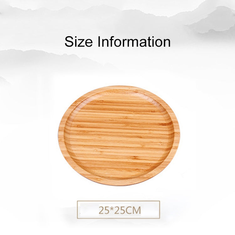 Round bamboo tea tray, light wood finish, 25 cm diameter