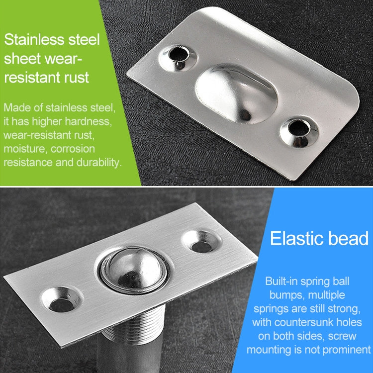 Stainless steel elastic door bead latch with copper spring ball and matching mounting plates