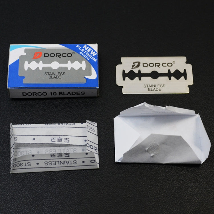 Stainless steel shaving blade in paper sleeve with box and blade card