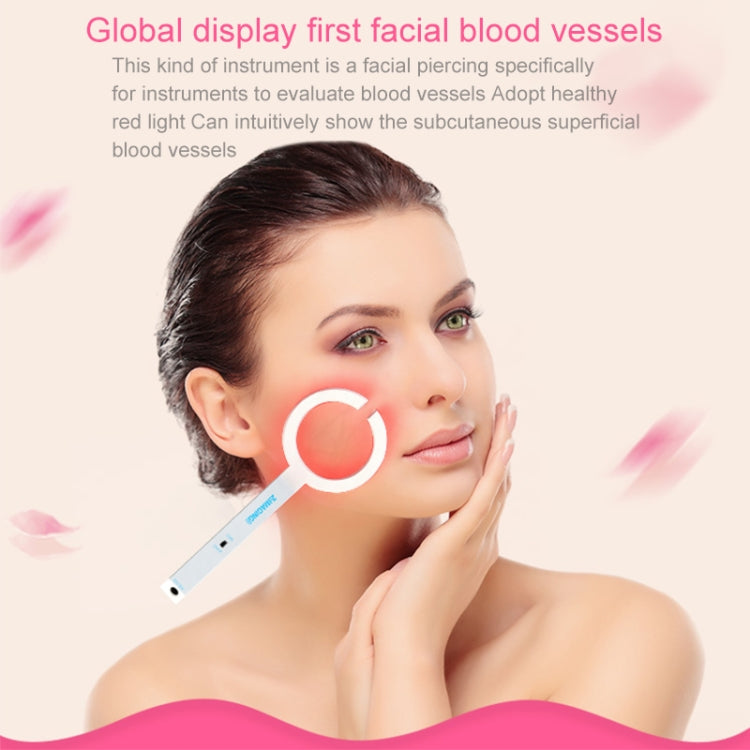 Handheld vascular imaging device with illuminated ring scanning a face