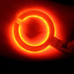 Close-up of illuminated circular sensor ring with orange glow