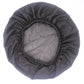 Dark gray satin long-hair bonnet with wide band and gathered ruffled crown