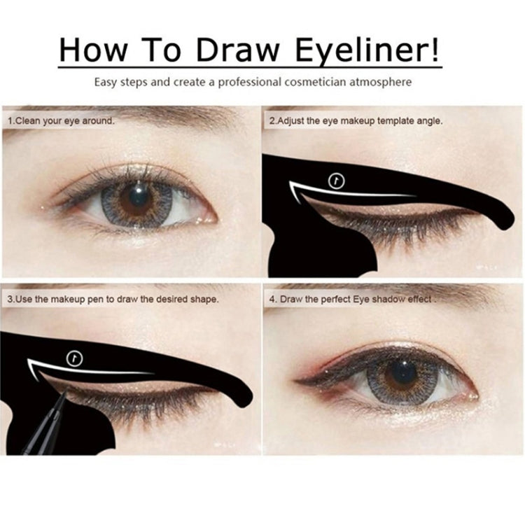 How-to layout for using cat line eyeliner stencil to create eye shapes