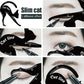 Cat line eyeliner stencil templates for different effects shown with an eyeliner tool