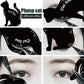 Cat line eyeliner stencil templates with cat silhouettes and eyeliner application examples