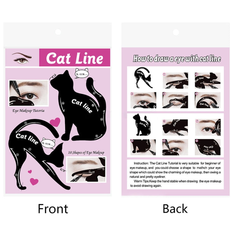 Front and back instruction cards for cat eye liner stencil templates