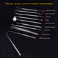 Assorted stainless steel dentist tools laid out for variety of oral procedures
