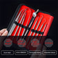 Stainless steel dentist tool set in red-lined black zip case with organizer straps