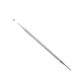 Stainless steel dental tool with narrow pointed tip and textured grip on handle