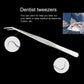 Stainless steel dental tweezers tool with angled grip and curved hook end