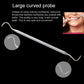 Stainless steel dental large curved probe with hooked tip and ridged handle