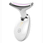 White and silver LED neck massager with pink light strip and round power button