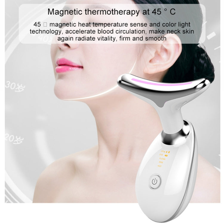 White LED neck massager with pink light strip and large circular power button