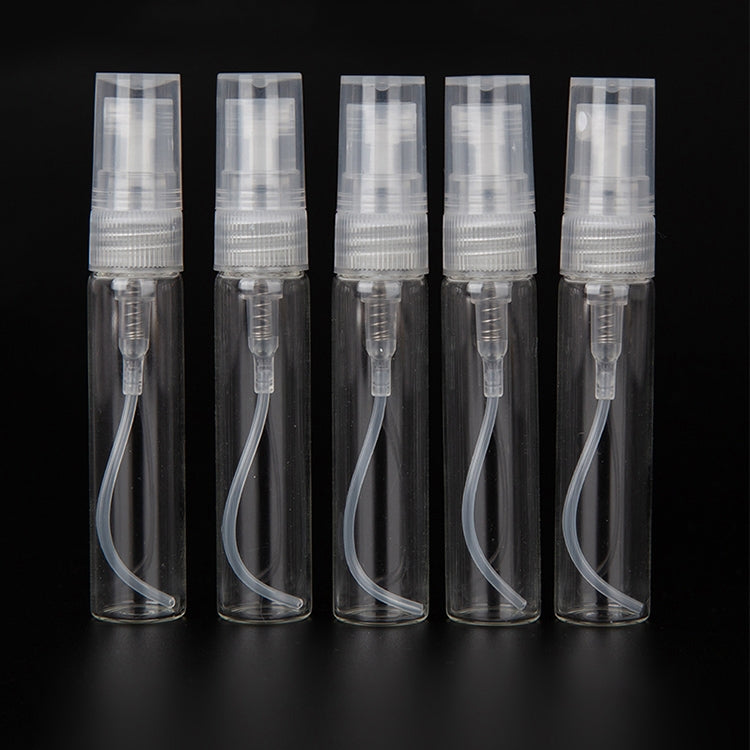 Transparent 5ml perfume spray bottles with spray wands, set of five
