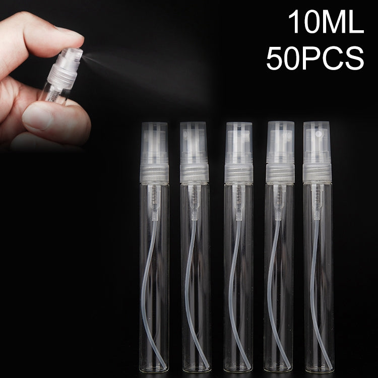 Transparent 10ml mini perfume spray bottles with white mist caps, set of 5