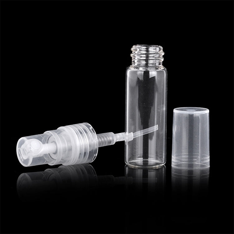 Clear mini perfume bottle with spray pump and cap, spare refill container