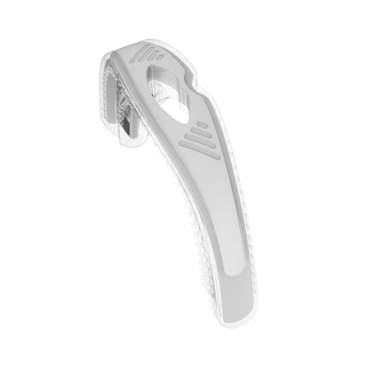 White anti-snoring mouth brace with clear side guard and ventilation ridges