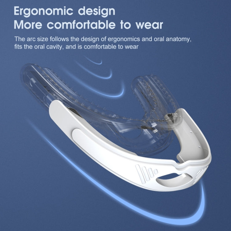 White U-shaped anti-snoring mouthpiece with curved ergonomic fit and side openings