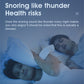 Anti-snoring brace health risk graphic with people sleeping in bed