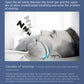 Anti-snoring brace infographic with sleeper photo and airflow diagram