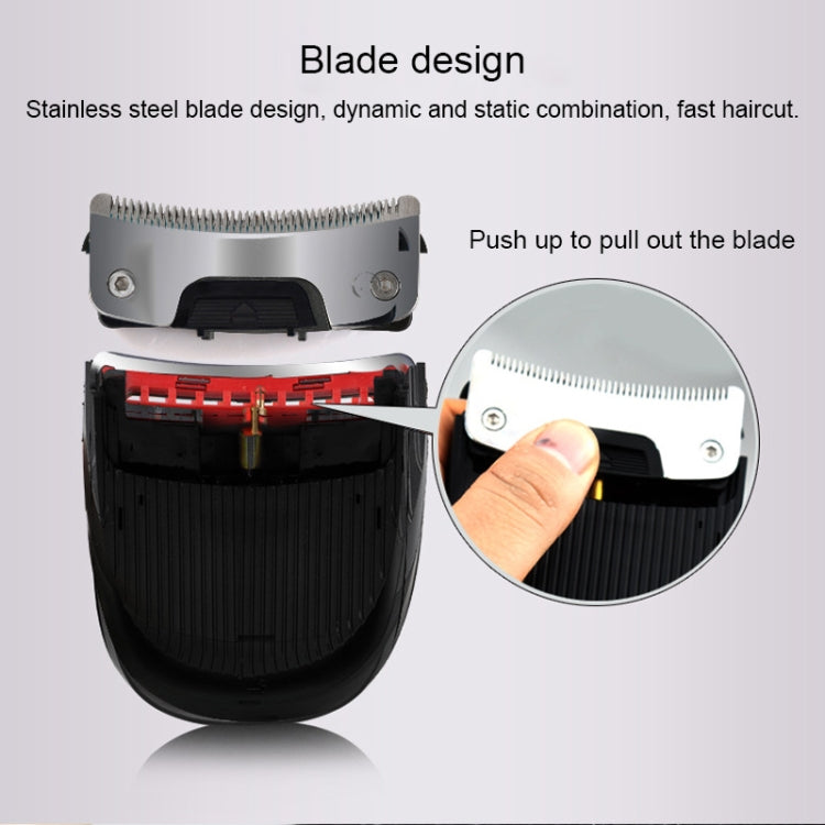 Electric hair clipper with opened blade housing and exposed cutting blades