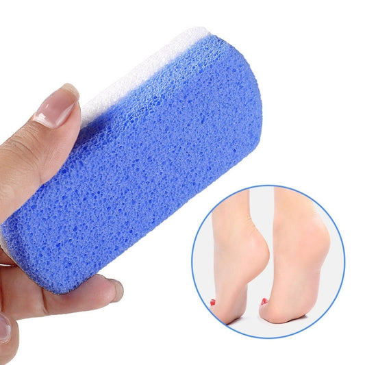 Blue foam glass foot rub sponge, cylindrical with textured surface