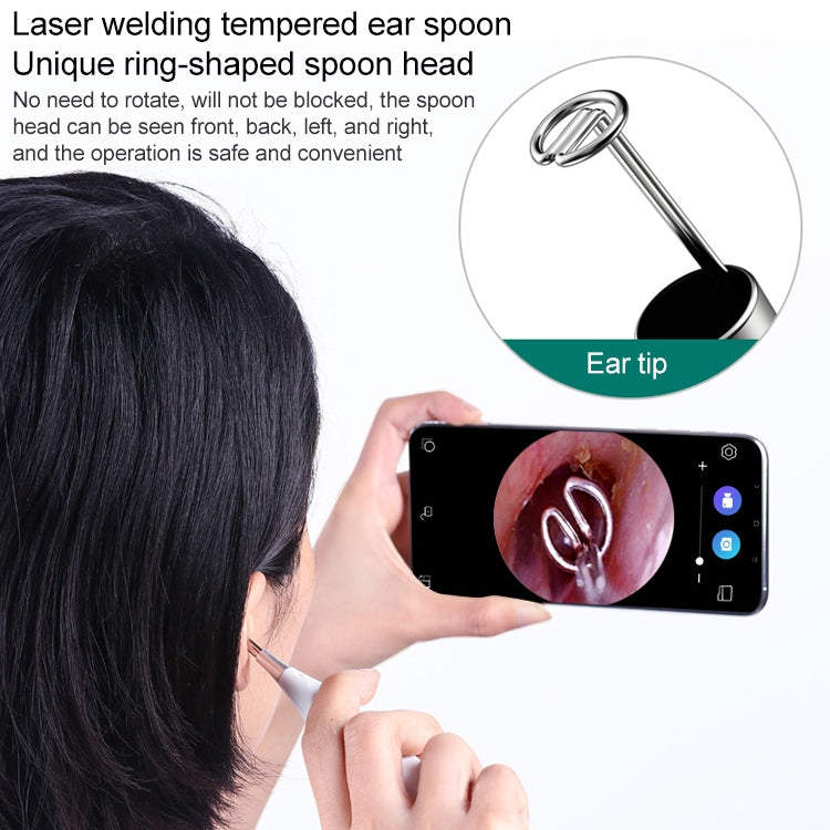 Ear pick endoscope with ring-shaped spoon head and acne needle tip