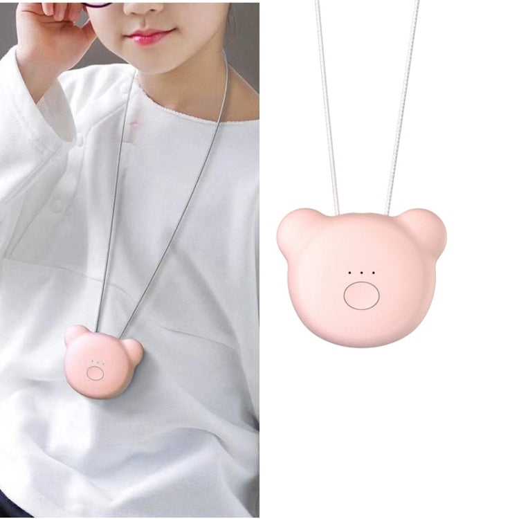 Kids mini bear air purifier pendant with pink bear face and hanging cord