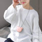 Kids mini bear air purifier pendant, pink bear face with small button detail