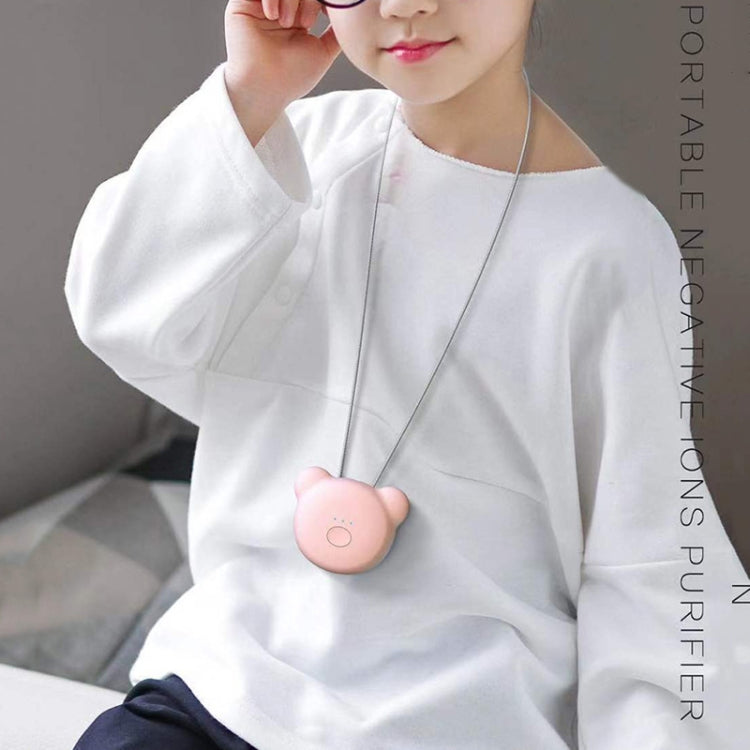 Kids mini bear air purifier pendant, pink bear face with small button detail