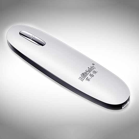 Portable UV disinfection stick lamp with chrome oval top and glossy black edge trim