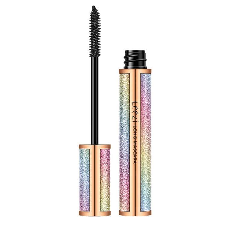 Waterproof 4D eyelash mascara set with black wand and glitter gold/blue tubes