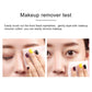 Makeup remover test for black waterproof mascara, swatch being wiped off