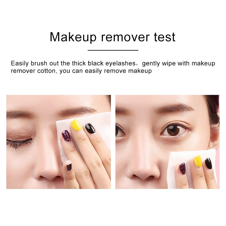 Makeup remover test for black waterproof mascara, swatch being wiped off
