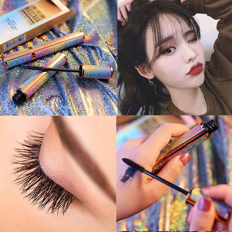 Waterproof 4D eyelash mascara wand applying a black coat to lashes