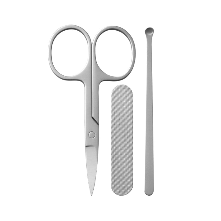 Stainless nail scissors, nail file, and ear pick tools with textured file