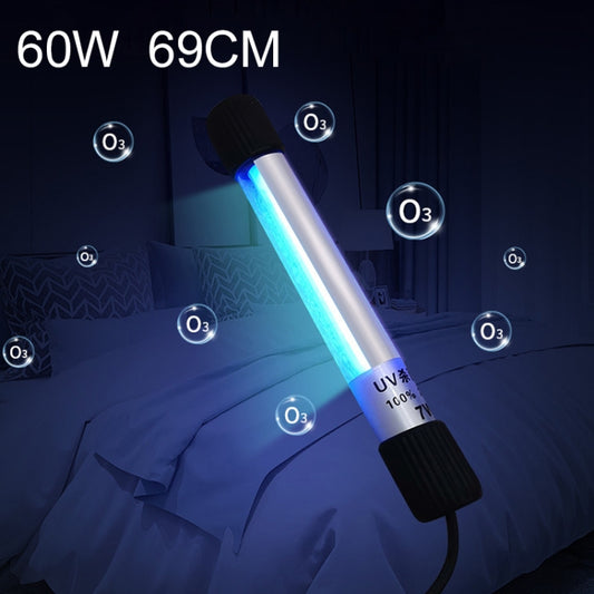 Handheld UV disinfection lamp bar with blue glow and black end caps