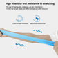 Blue nitrile gloves stretched along the forearm for flexibility