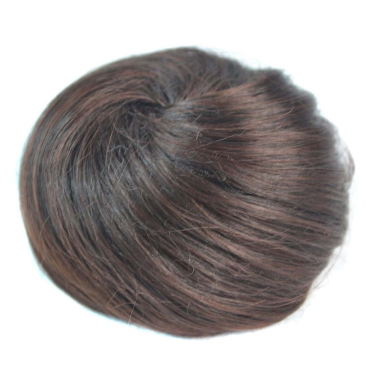 Hair bun disk wig, dark brown bun disk with textured strands