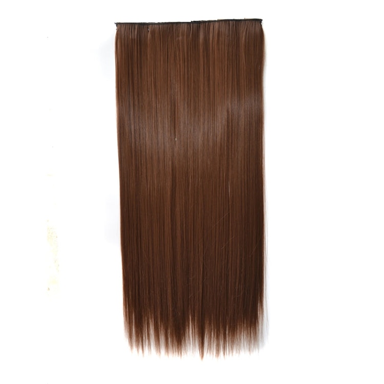 Long straight hair extension piece, medium-dark brown, smooth blunt ends