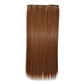 Long straight brown wig hairpiece, smooth straight strands with even blunt bottom edge