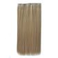 Long straight light blonde clip-in wig piece with dense hair coverage
