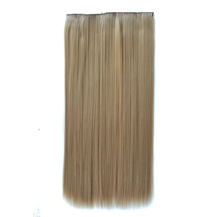 Long straight light blonde clip-in wig piece with dense hair coverage