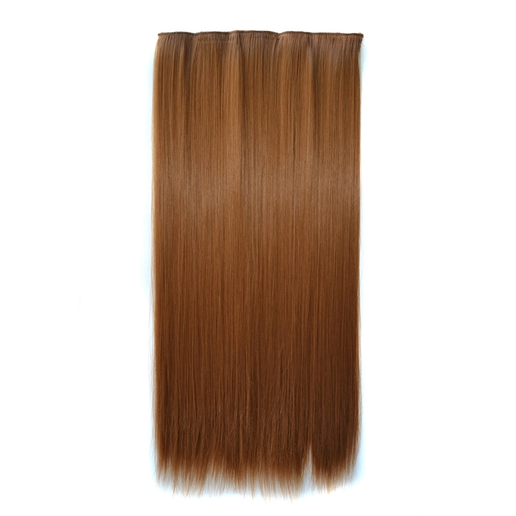 Long straight auburn-brown hair extension with straight, smooth strands