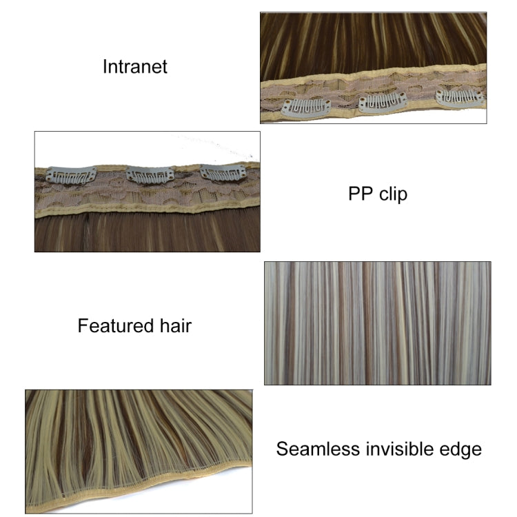 Long straight hair extension with visible clip track and seamless edge